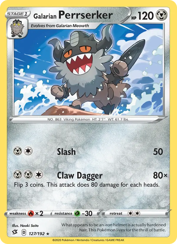Galarian Perrserker, Pokémon card