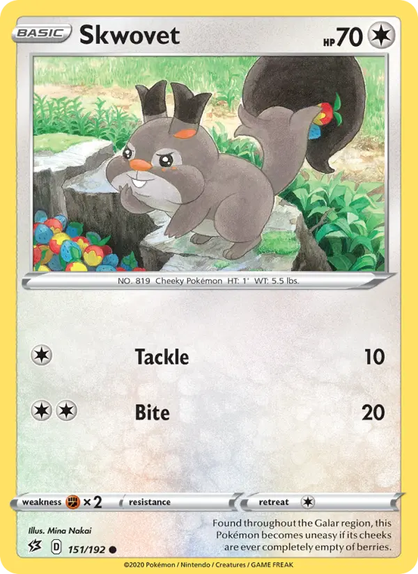 Skwovet, Pokémon card