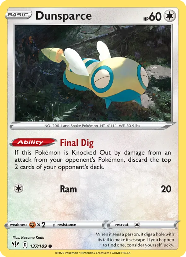 Dunsparce, Pokémon card