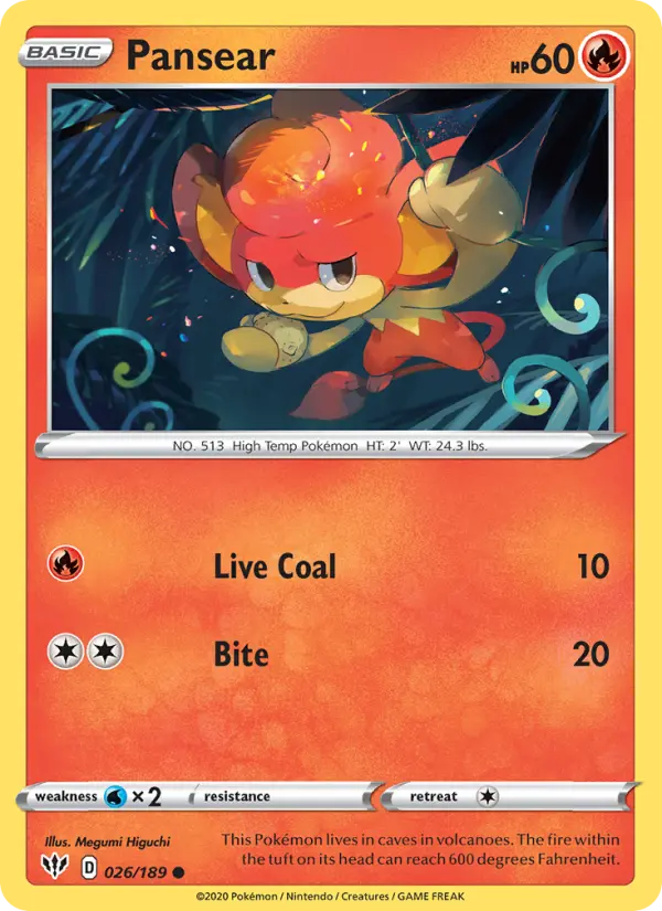 Pansear, Pokémon card