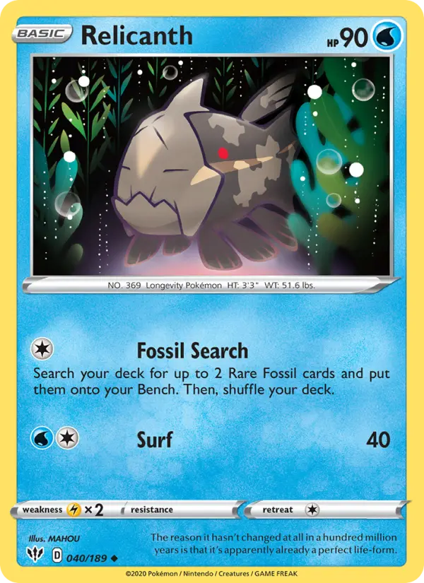 Relicanth, Pokémon card