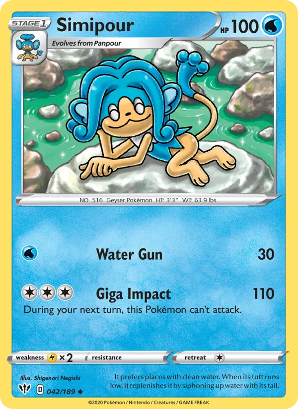 Simipour, Pokémon card
