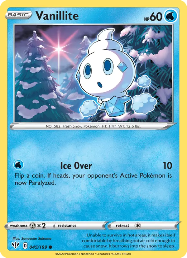 Vanillite, Pokémon card