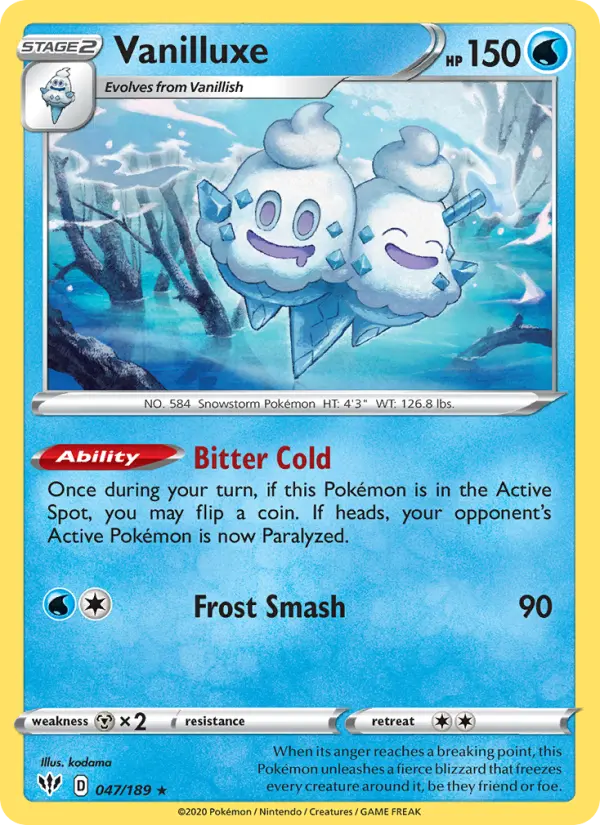 Vanilluxe, Pokémon card