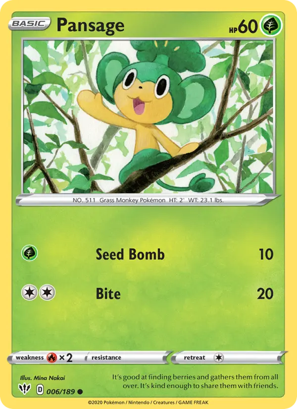 Pansage, Pokémon card