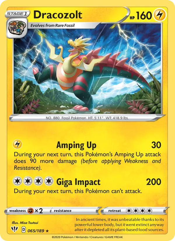 Dracozolt, Pokémon card
