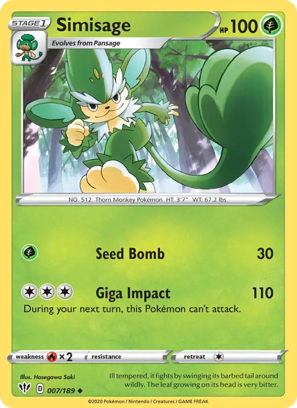 Simisage, Pokémon card