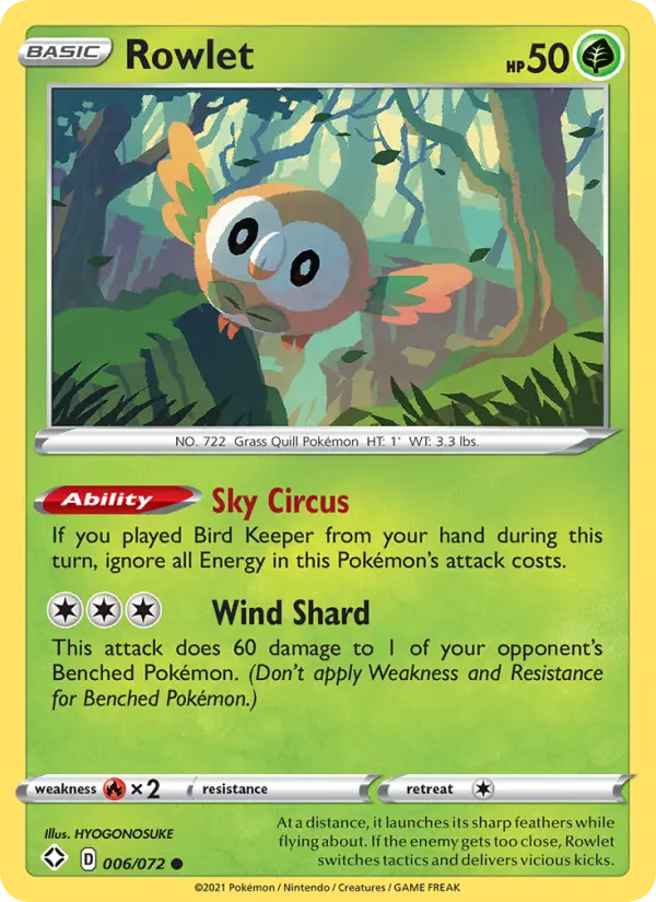 Rowlet, Pokémon card