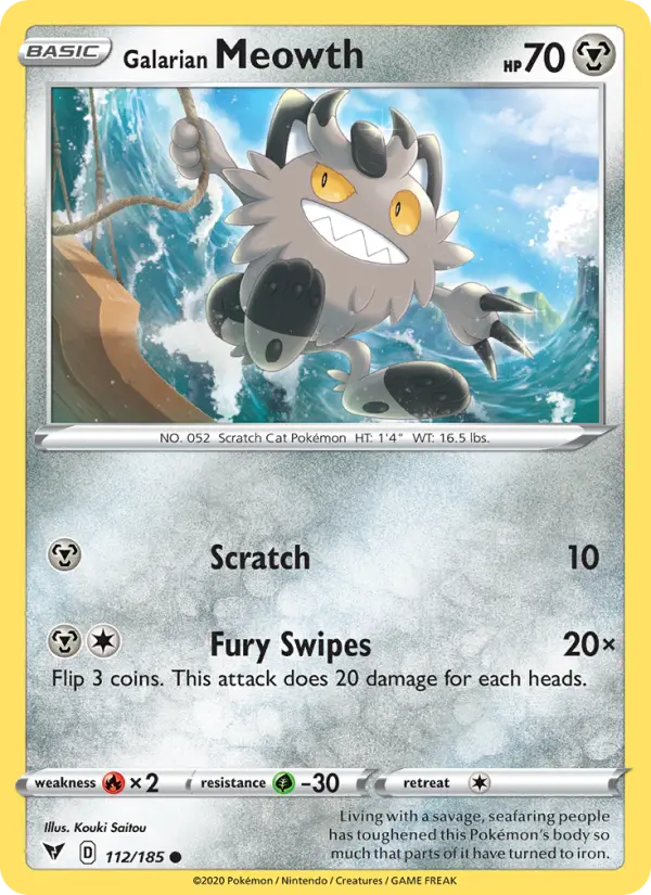 Galarian Meowth, Pokémon card
