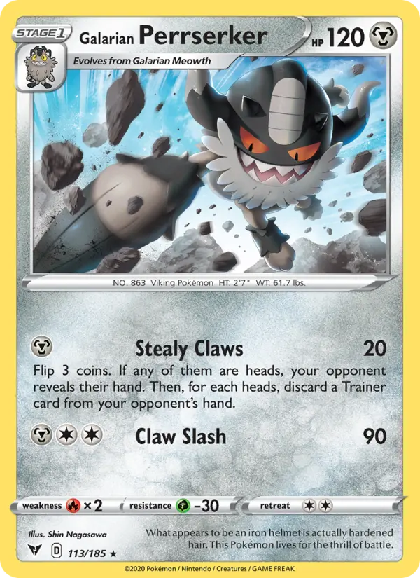 Galarian Perrserker, Pokémon card