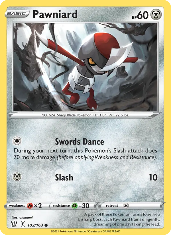 Pawniard, Pokémon card