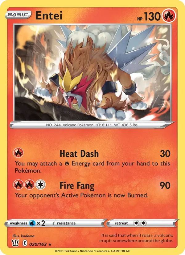 Entei, Pokémon card