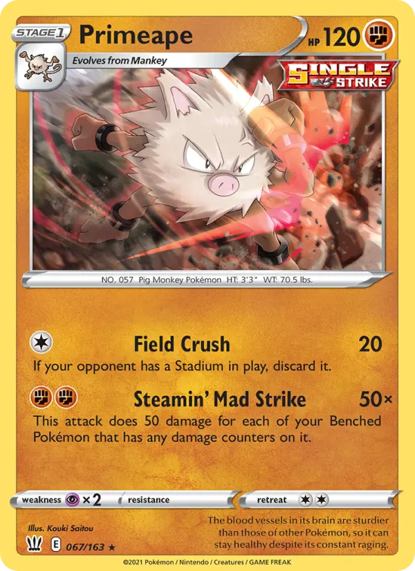 Primeape, Pokémon card