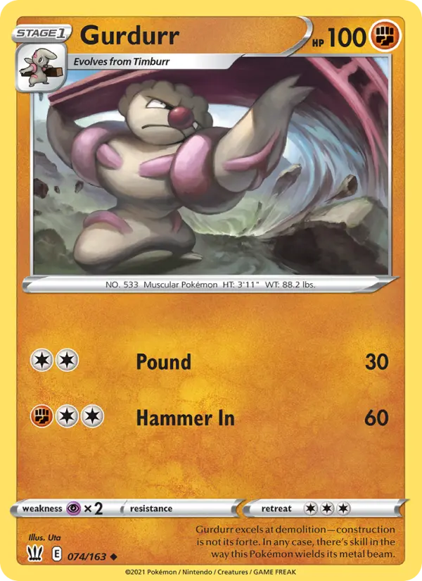 Gurdurr, Pokémon card