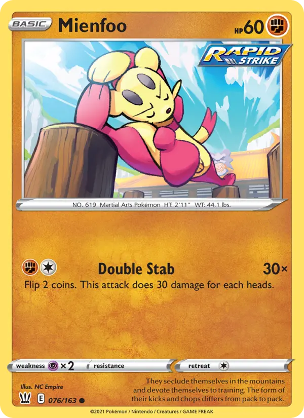 Mienfoo, Pokémon card