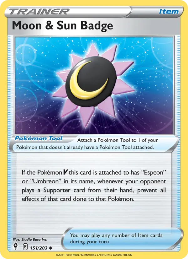Moon & Sun Badge, Pokémon card