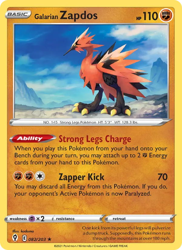 Galarian Zapdos, Pokémon card