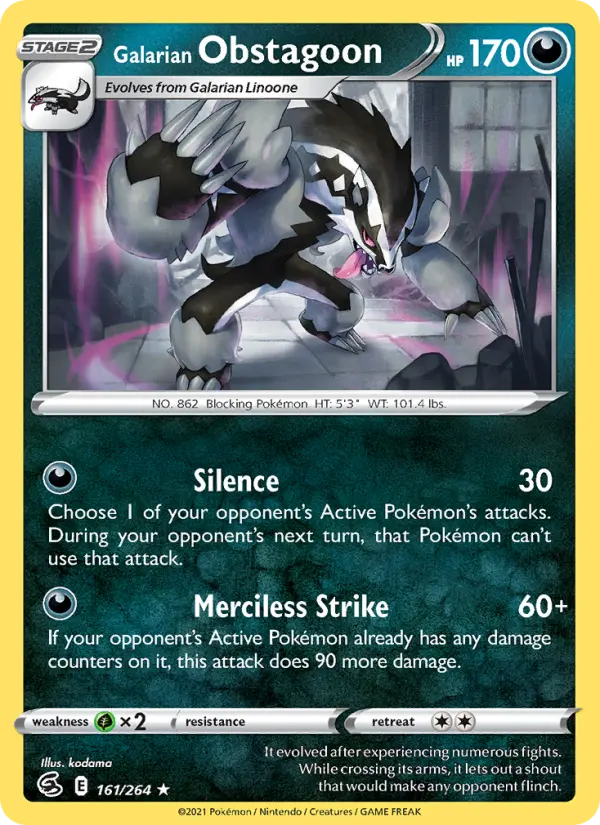 Galarian Obstagoon, Pokémon card