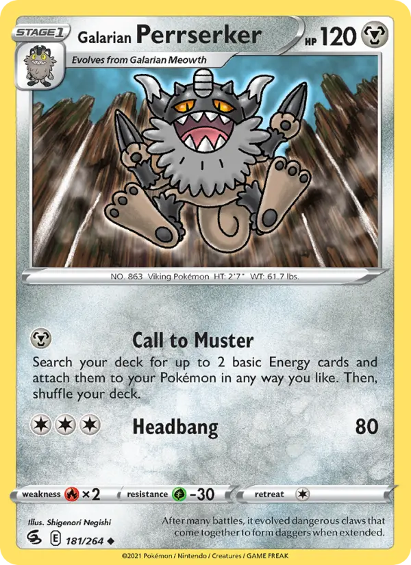 Galarian Perrserker, Pokémon card
