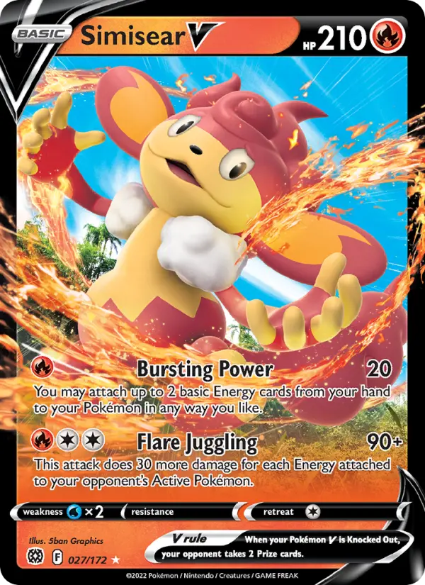 Simisear V, Pokémon card