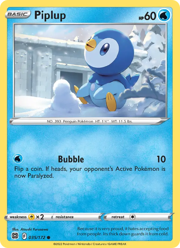 Piplup, Pokémon card