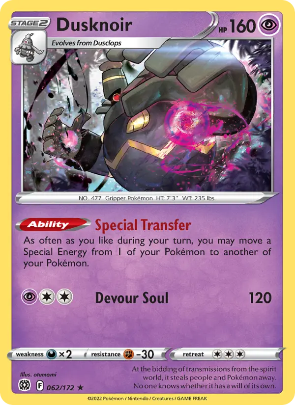 Dusknoir, Pokémon card