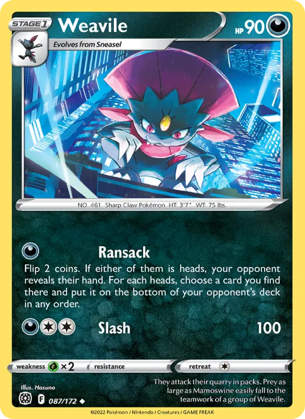 Weavile, Pokémon card