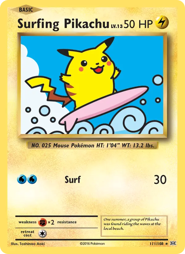 Surfing Pikachu, Pokémon card