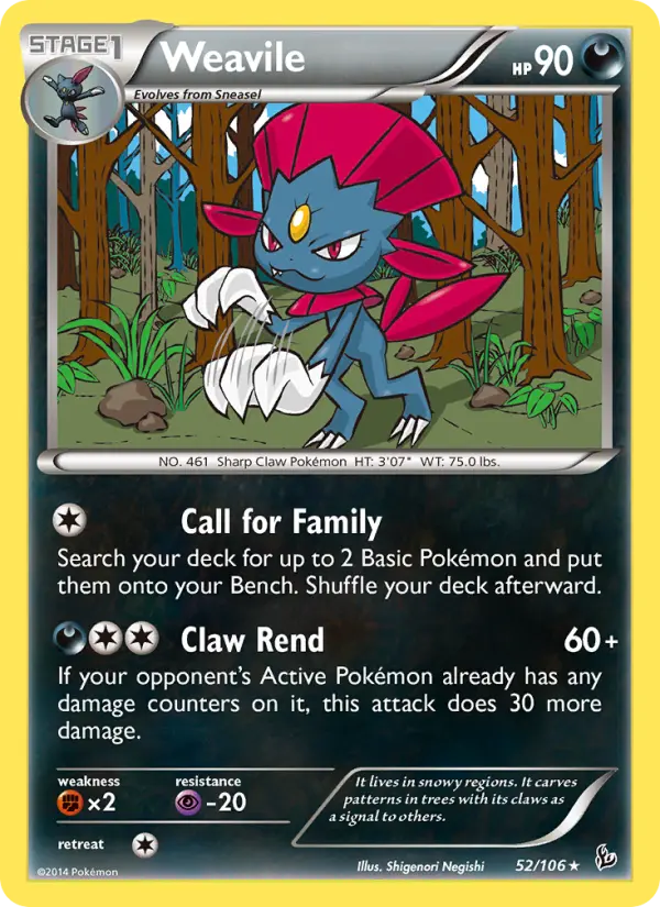 Weavile, Pokémon card