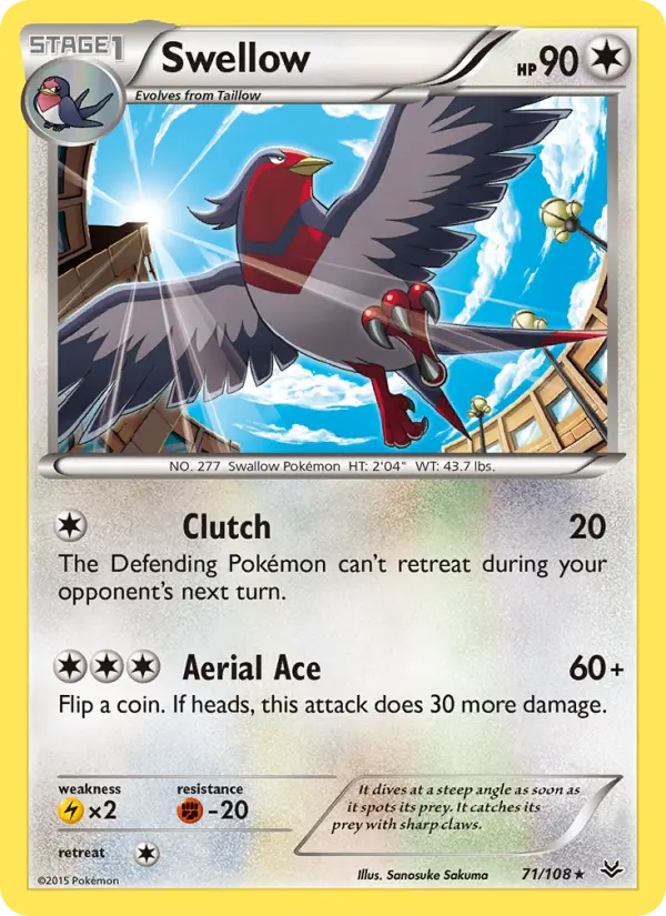 Swellow, Pokémon card