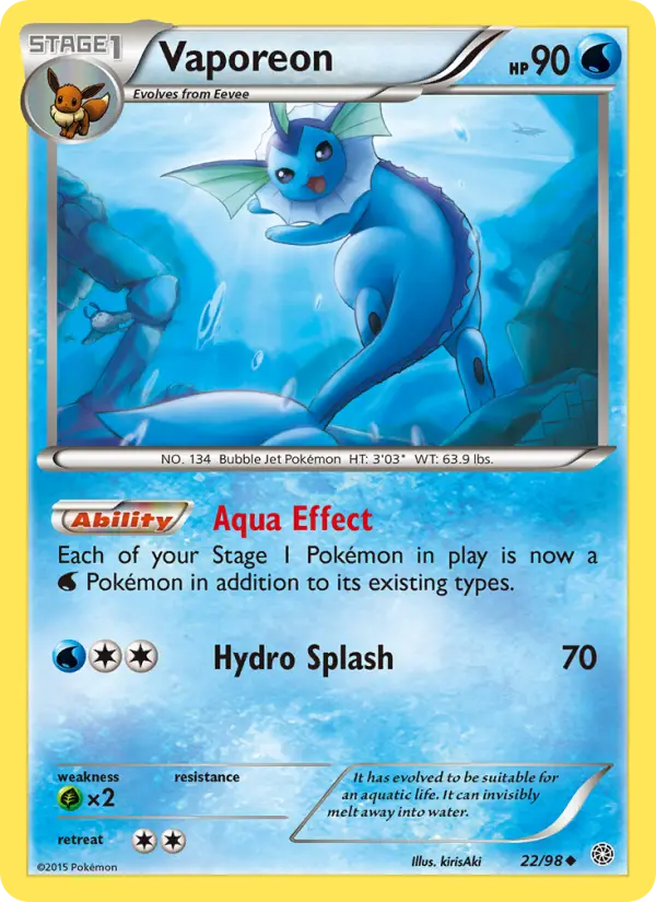 Vaporeon, Pokémon card
