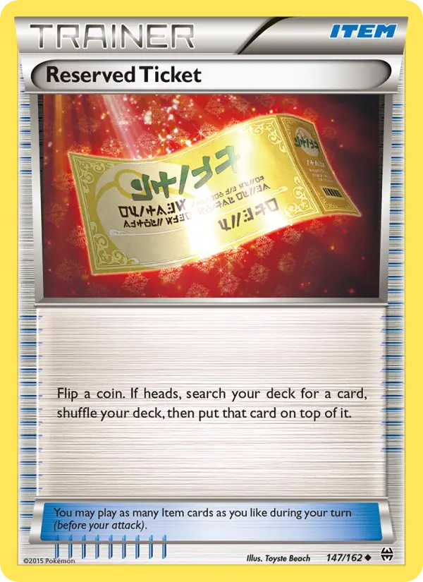 Reserved Ticket, Pokémon card